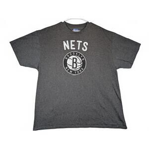 NBA Brooklyn Nets Logo Graphic T Shirt Basketball Fan Tee Mens 2XL Gray